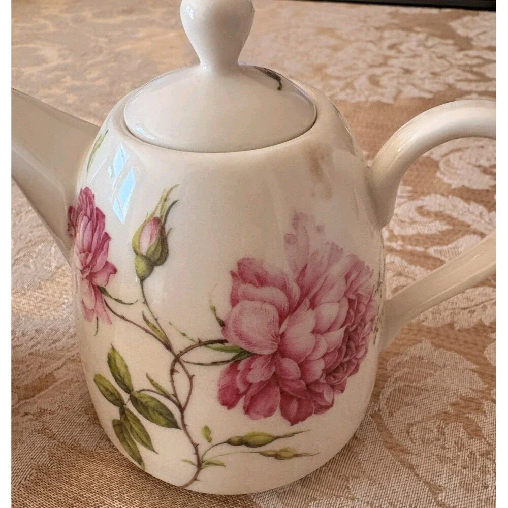 Grace Tea Ware Tea for One Set Floral Pink Roses & Lavender Teapot & Cup NIB